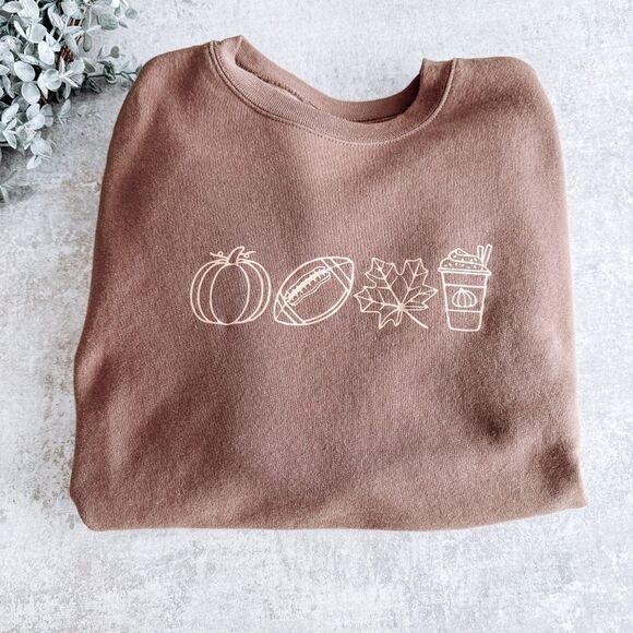 Hanes Brown Crewneck Fall Sweatshirt Size Small - Picture 1 of 5